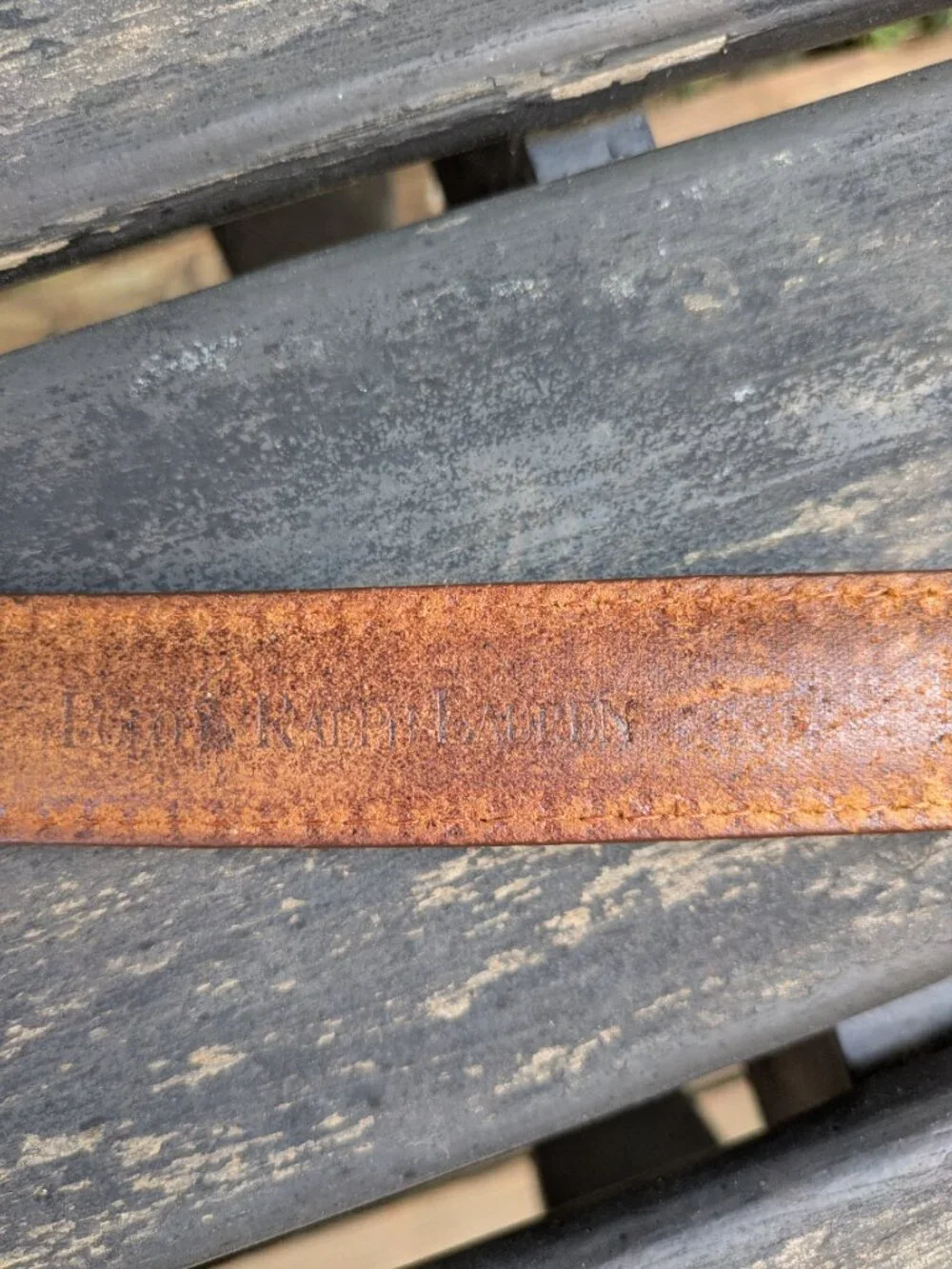Vintage Polo Ralph Lauren Brown Leather Belt Debossed Pony Logo Brass.